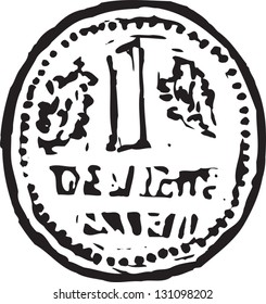 Black and white vector illustration of German mark
