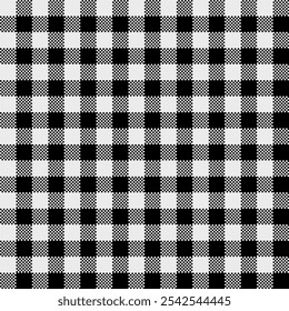 Ilustración vectorial en blanco y negro de patrón de guinga con un tejido de espesor Mediano