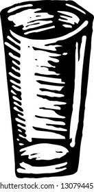 Black and white vector illustration of a glass