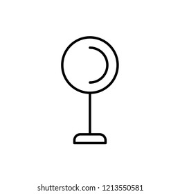 Black and white vector illustration of globe table lamp. Line icon of modern round desk light fixture. Home and office illumination. Isolated object on white background
