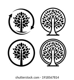 black and white vector illustration of a go green tree 