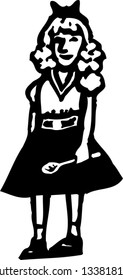 Black and white vector illustration of Goldilocks