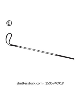 Black and white vector illustration of golf club and ball