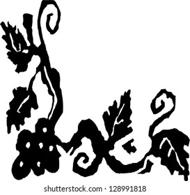 Black and white vector illustration of grapevine border