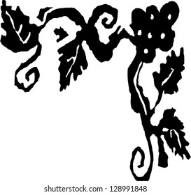 Black and white vector illustration of grapevine border