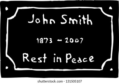 Black and white vector illustration of grave marker