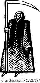 Black and white vector illustration of Grim Reaper