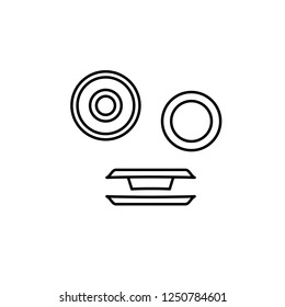 Black & white vector illustration of grommet. Line icon of eyelets. Sewing supplies. Isolated object on white background