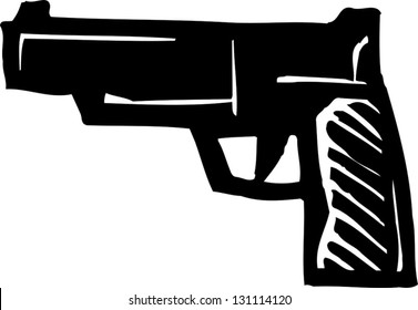 Black and white vector illustration of a gun