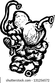 Black and white vector illustration of guts