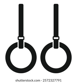 Black and white vector illustration of gymnastic rings, perfect for fitnessrelated designs