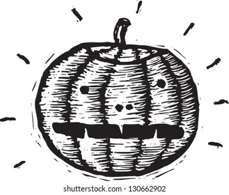 Black and white vector illustration of Halloween lantern
