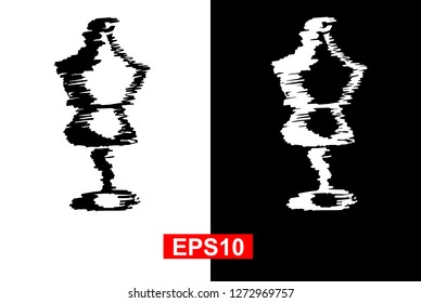Black and White Vector Illustration of Hand Drawn Sketch of Mannequin Fashion Icon on Isolated Background