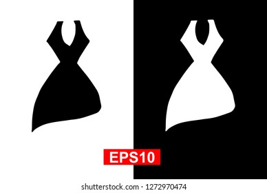 Black and White Vector Illustration of Hand Drawn Sketch of Women Dress Icon on Isolated Background