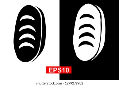Black and White Vector Illustration of Hand Drawn Sketch of Bread Icon on Isolated Background