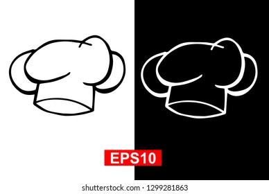 Black and White Vector Illustration of Hand Drawn Sketch of Chef Hat Icon on Isolated Background