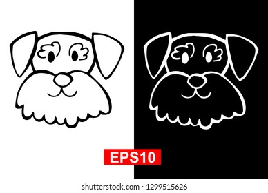 Black and White Vector Illustration of Hand Drawn Sketch of Dog Animal Icon on Isolated Background