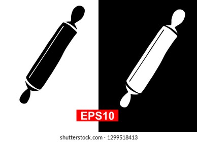 Black and White Vector Illustration of Hand Drawn Sketch of Rolling Pin Icon on Isolated Background