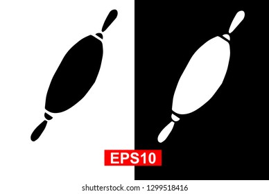 Black and White Vector Illustration of Hand Drawn Sketch of Rolling Pin Icon on Isolated Background