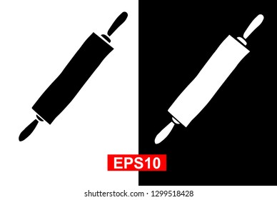 Black and White Vector Illustration of Hand Drawn Sketch of Rolling Pin Icon on Isolated Background