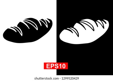 Black and White Vector Illustration of Hand Drawn Sketch of Bread Icon on Isolated Background