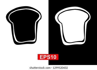 Black and White Vector Illustration of Hand Drawn Sketch of Bread Icon on Isolated Background