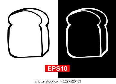 Black and White Vector Illustration of Hand Drawn Sketch of Bread Icon on Isolated Background
