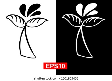 Black and White Vector Illustration of Hand Drawn Sketch of Whale Tail Icon on Isolated Background