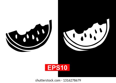 Black and White Vector Illustration of Hand Drawn Sketch of Watermelon Fruit Icon on Isolated Background. 