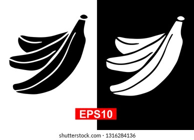 Black and White Vector Illustration of Hand Drawn Sketch of Banana Fruit Icon on Isolated Background. 