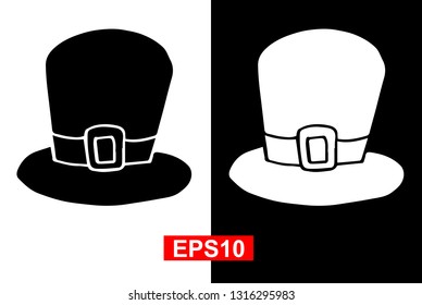 Black and White Vector Illustration of Hand Drawn Sketch of St. Patrick Hat Icon on Isolated Background. 
