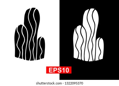 Black and White Vector Illustration of Hand Drawn Sketch of Cactus Plant Icon on Isolated Background
