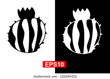 Black and White Vector Illustration of Hand Drawn Sketch of Cactus Plant Icon on Isolated Background