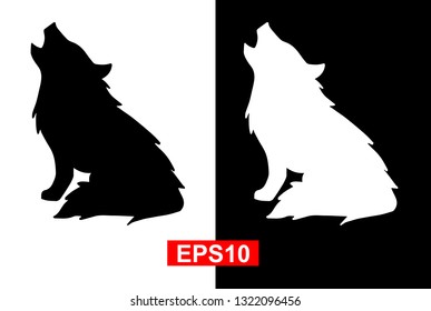 Black and White Vector Illustration of Hand Drawn Sketch of Wolf Animal Icon on Isolated Background