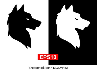 Black and White Vector Illustration of Hand Drawn Sketch of Wolf Animal Icon on Isolated Background