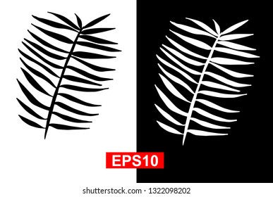 Black and White Vector Illustration of Hand Drawn Sketch of Botanical Nature Leaf Icon on Isolated Background