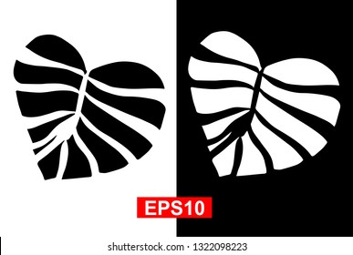 Black and White Vector Illustration of Hand Drawn Sketch of Botanical Nature Leaf Icon on Isolated Background