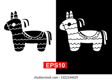 Black and White Vector Illustration of Hand Drawn Sketch of Pinata Icon for Cinco De Mayo on Isolated Background