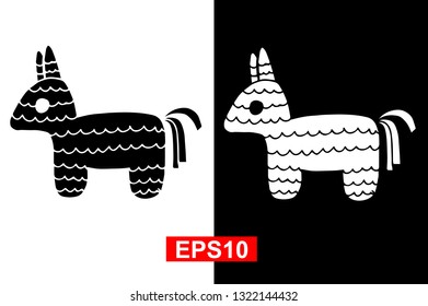 Black and White Vector Illustration of Hand Drawn Sketch of Pinata Icon for Cinco De Mayo on Isolated Background