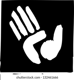 Black and white vector illustration of a hand