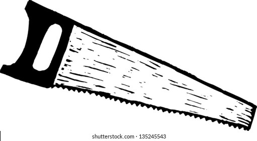 Black And White Vector Illustration Of A Hand Saw