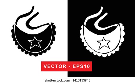 Black and White Vector Illustration of Hand Drawn Sketch of Baby Bibs Icon on Isolated Background.