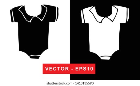 Black and White Vector Illustration of Hand Drawn Sketch of Baby Clothes Icon on Isolated Background.