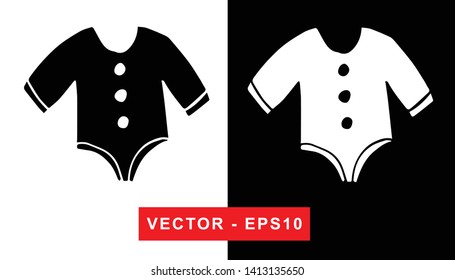 Black and White Vector Illustration of Hand Drawn Sketch of Baby Clothes Icon on Isolated Background.