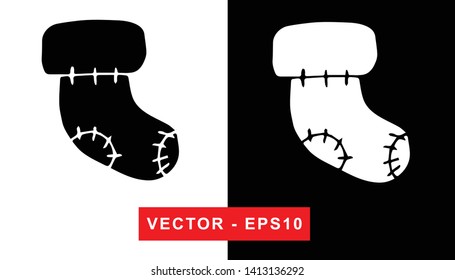 Black and White Vector Illustration of Hand Drawn Sketch of Baby Socks Icon on Isolated Background.