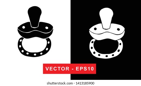 Black and White Vector Illustration of Hand Drawn Sketch of Baby Pacifier Icon on Isolated Background