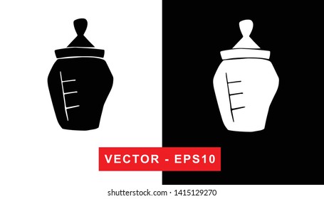 Black and White Vector Illustration of Hand Drawn Sketch of Baby Milk Bottle Icon on Isolated Background