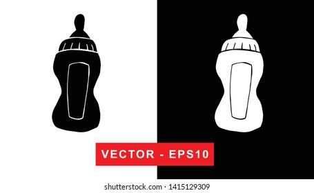 Black and White Vector Illustration of Hand Drawn Sketch of Baby Milk Bottle Icon on Isolated Background