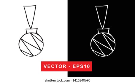 Black and White Vector Illustration of Hand Drawn Sketch of Christmas and Holiday Ball Icon on Isolated Background