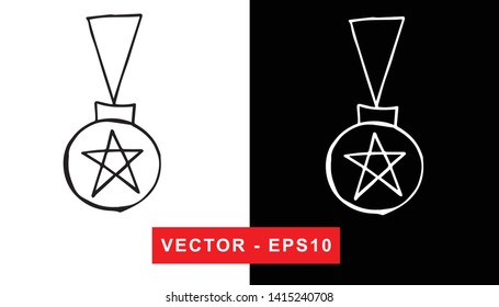 Black and White Vector Illustration of Hand Drawn Sketch of Christmas and Holiday Ball Icon on Isolated Background